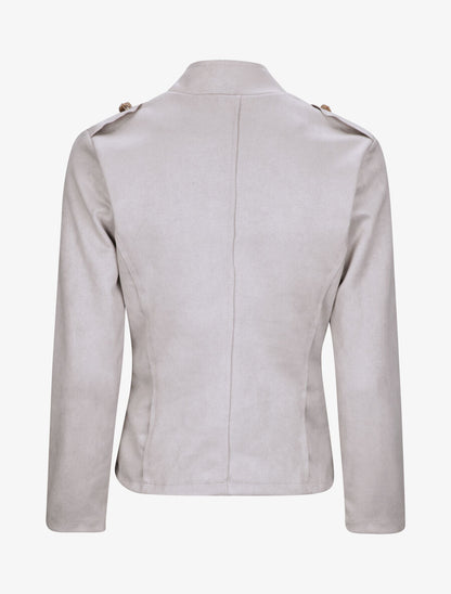 Veste officier cintrée en suédine - Gris clair - 2