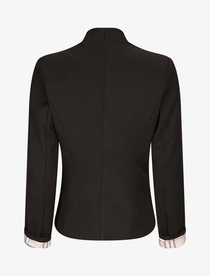 Veste droite unie manches longues à revers carreaux - Noir - 2