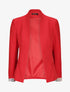 Veste droite unie manches longues à revers carreaux - Rouge - 4