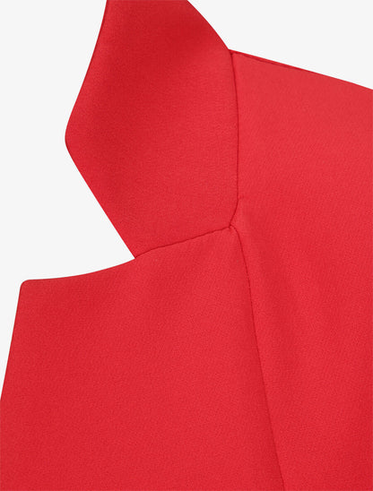 Blazer droit uni à col cranté - Rouge - 3