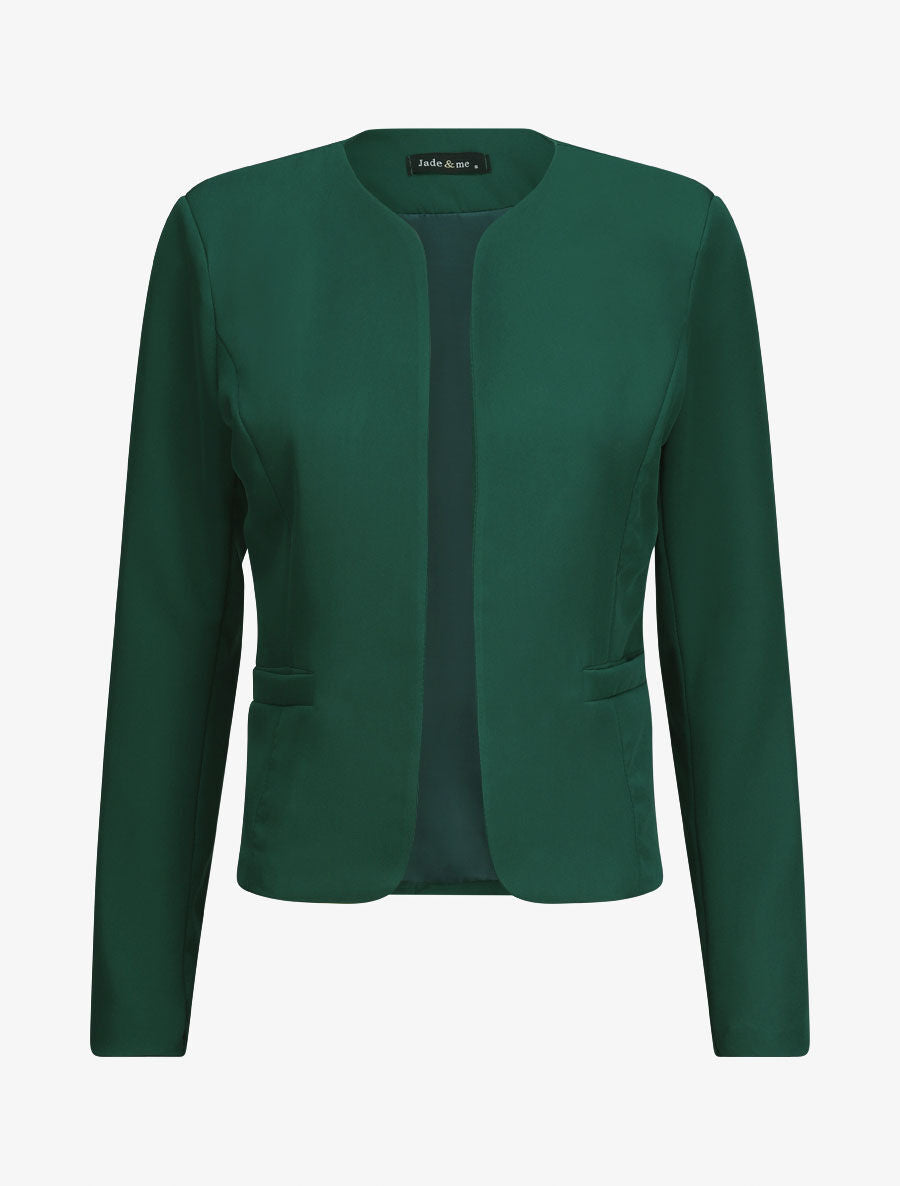 Blazer uni droit - Vert sapin - 1