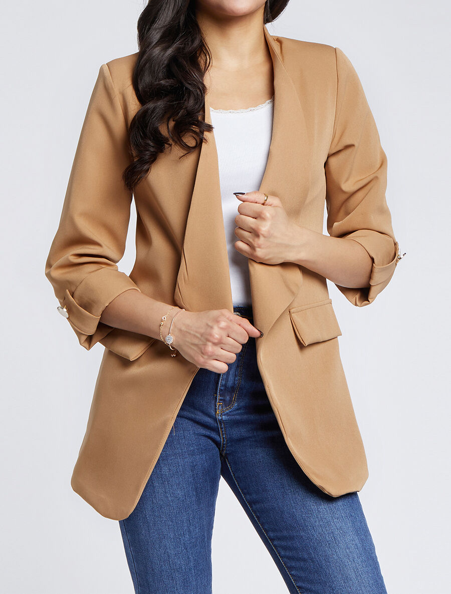 Blazer oversize à pans asymétriques - Camel - 1