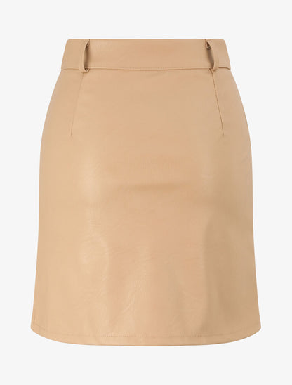 Jupe évasée en simili - Beige - 2