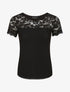 Top en tulle et à dentelle - Noir - 1