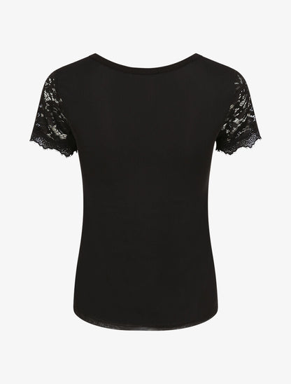 Top en tulle et à dentelle - Noir - 2