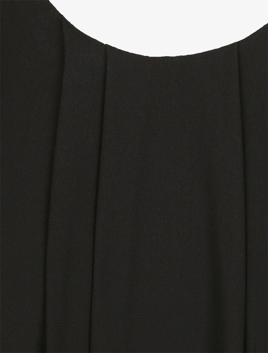 Robe mi-longue droite à dos en crochet - Noir - 3