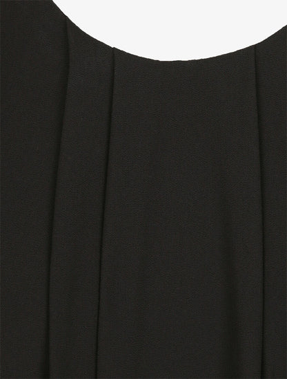 Robe mi-longue droite à dos en crochet - Noir - 3