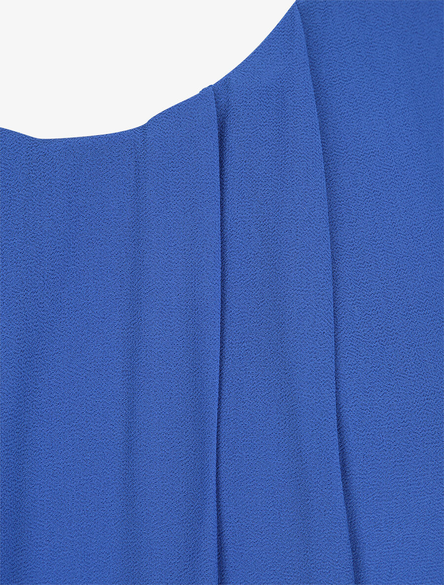 Robe mi-longue droite à dos en crochet - Bleu électrique - 3