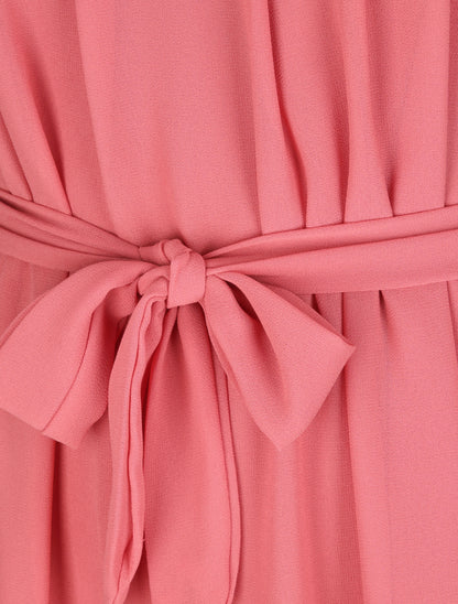 Robe mi-longue droite à dos en crochet - Rose - 3