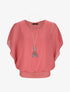 Top boule uni manches courtes chauve-souris - Rose - 4