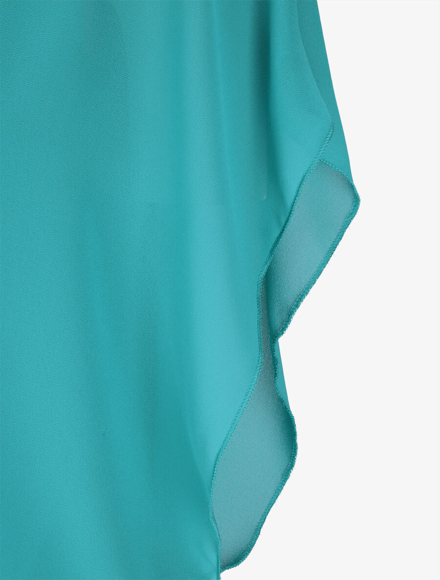 Top boule uni manches courtes chauve-souris - Bleu turquoise - 3