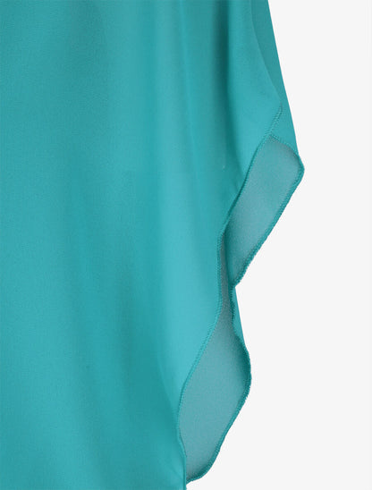 Top boule uni manches courtes chauve-souris - Bleu turquoise - 3