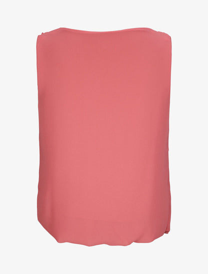 Top voile droit uni et col bénitier - Rose - 2