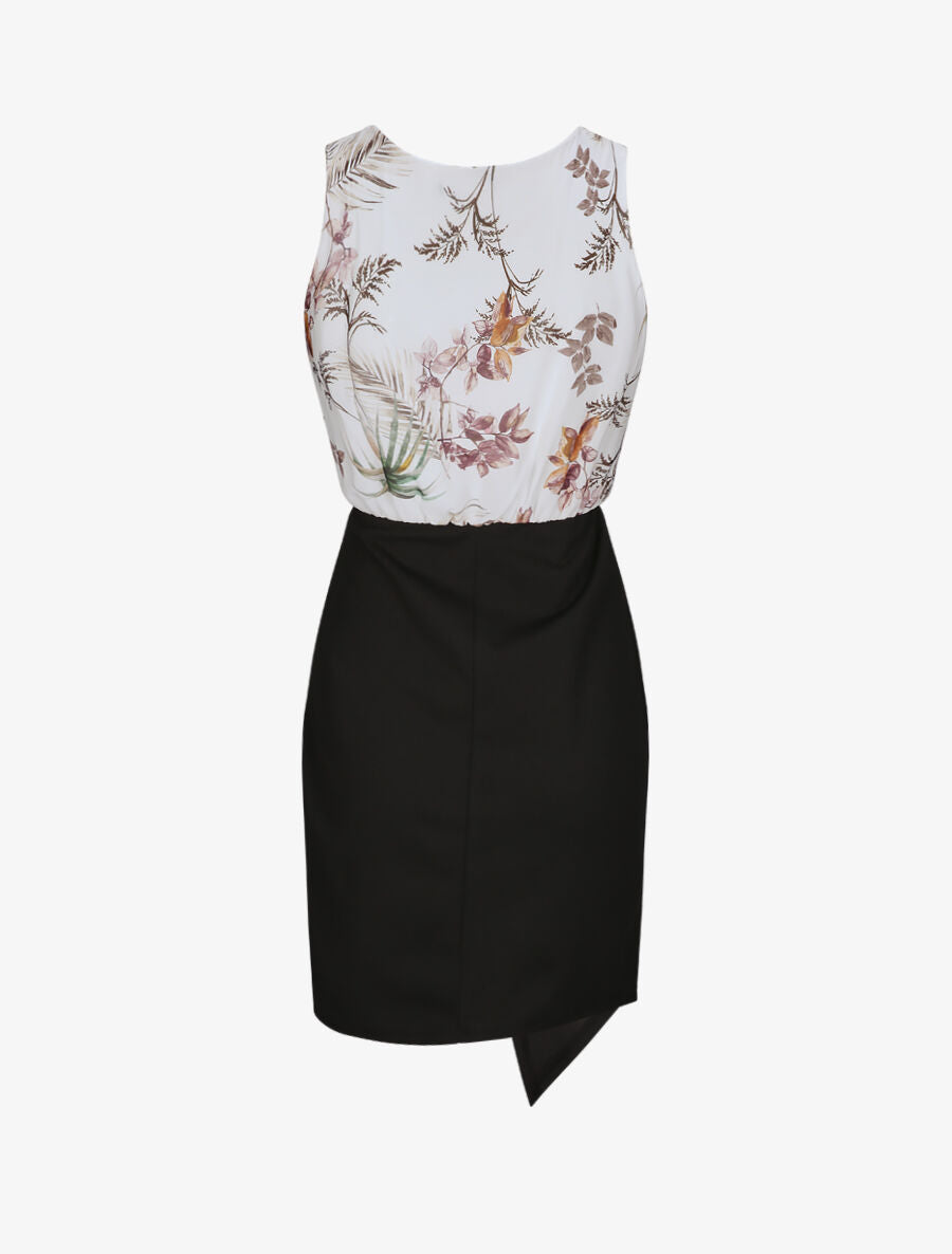 Robe asymétrique à imprimé feuillages - Blanc - 2