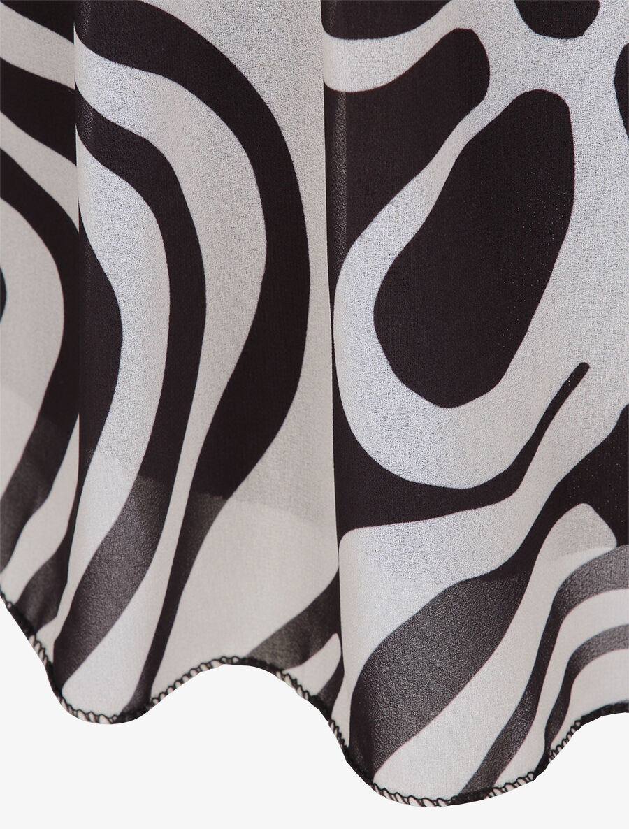 Robe en voile à imprimé graphique - Noir - 3