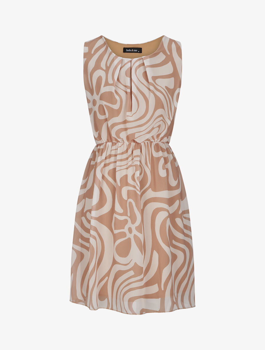 Robe en voile à imprimé graphique - Camel - 1