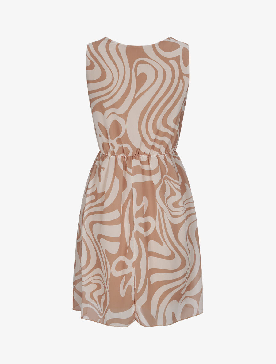 Robe en voile à imprimé graphique - Camel - 2