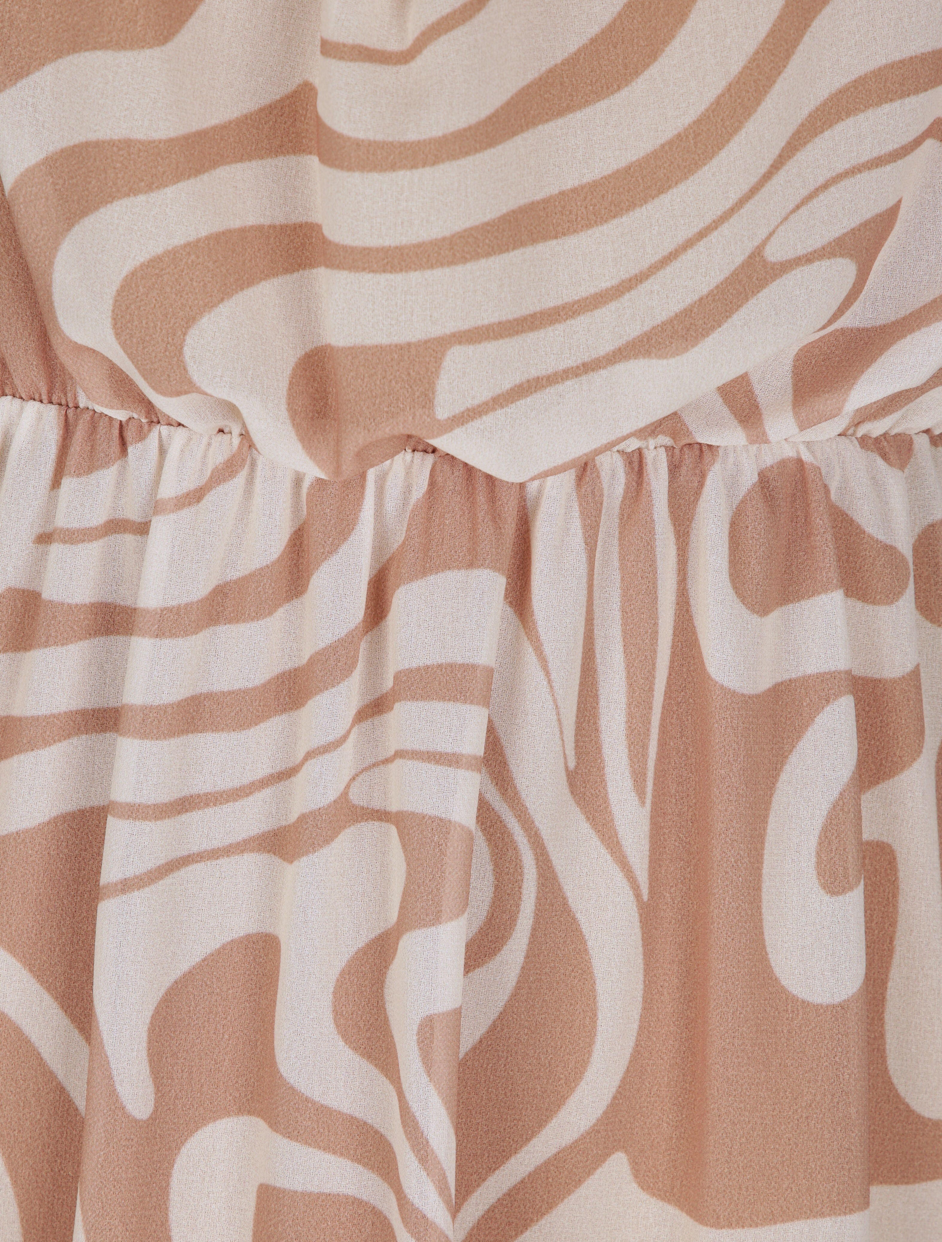 Robe en voile à imprimé graphique - Camel - 3