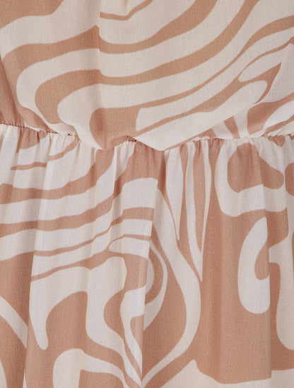 Robe en voile à imprimé graphique - Camel - 3