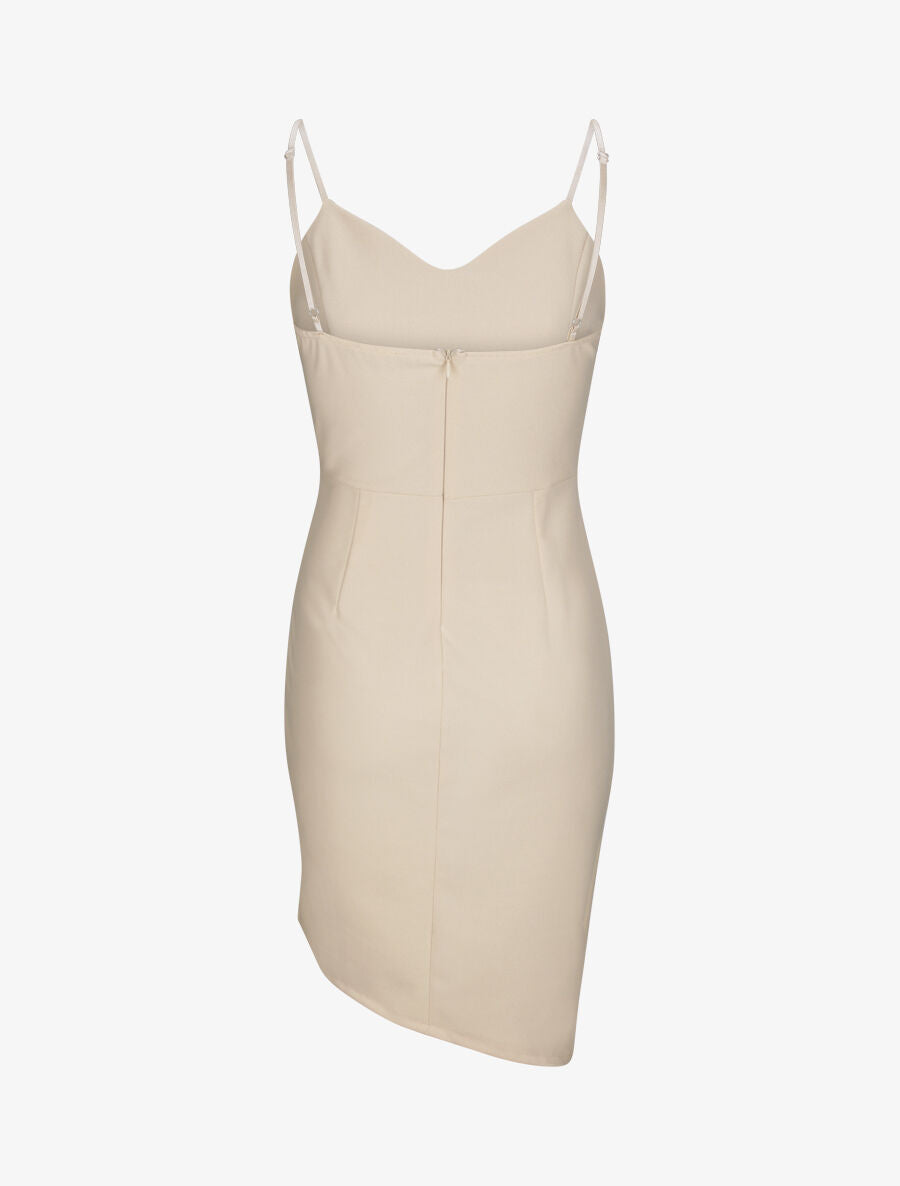 Robe asymétrique à fines bretelles - Beige - 2