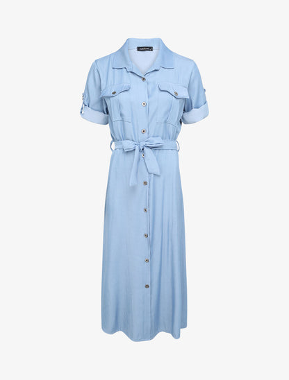 Robe chemise longue - Bleu ciel - 1