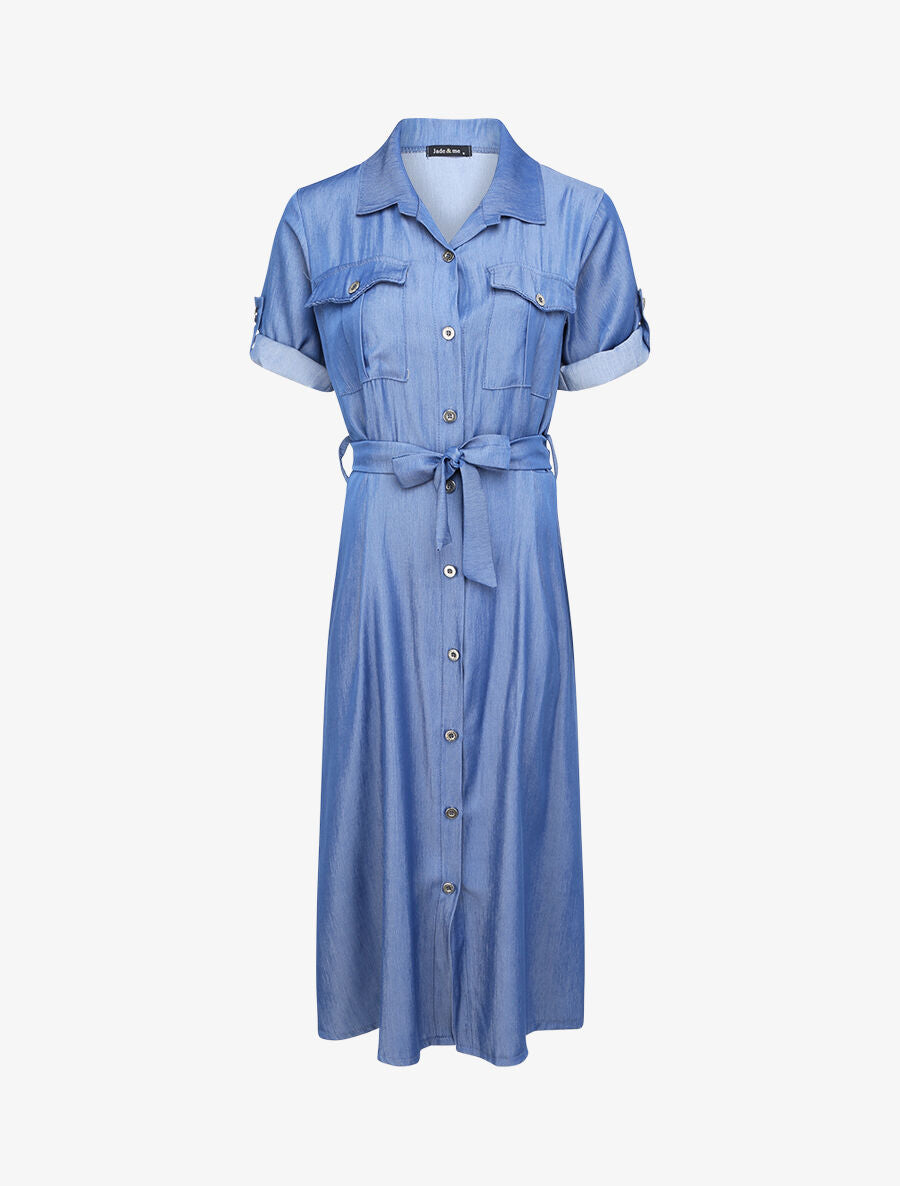 Robe chemise longue - Bleu jean - 1