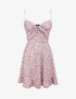 Robe courte empire fleurie à noeud - Rose pâle - 1