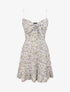 Robe courte empire fleurie à noeud - Blanc - 1