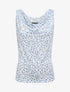 Top droit col bénitier imprimé marguerites - Blanc - 4