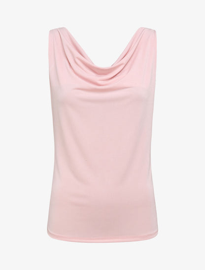 Top droit uni à col bénitier - Rose pâle - 1