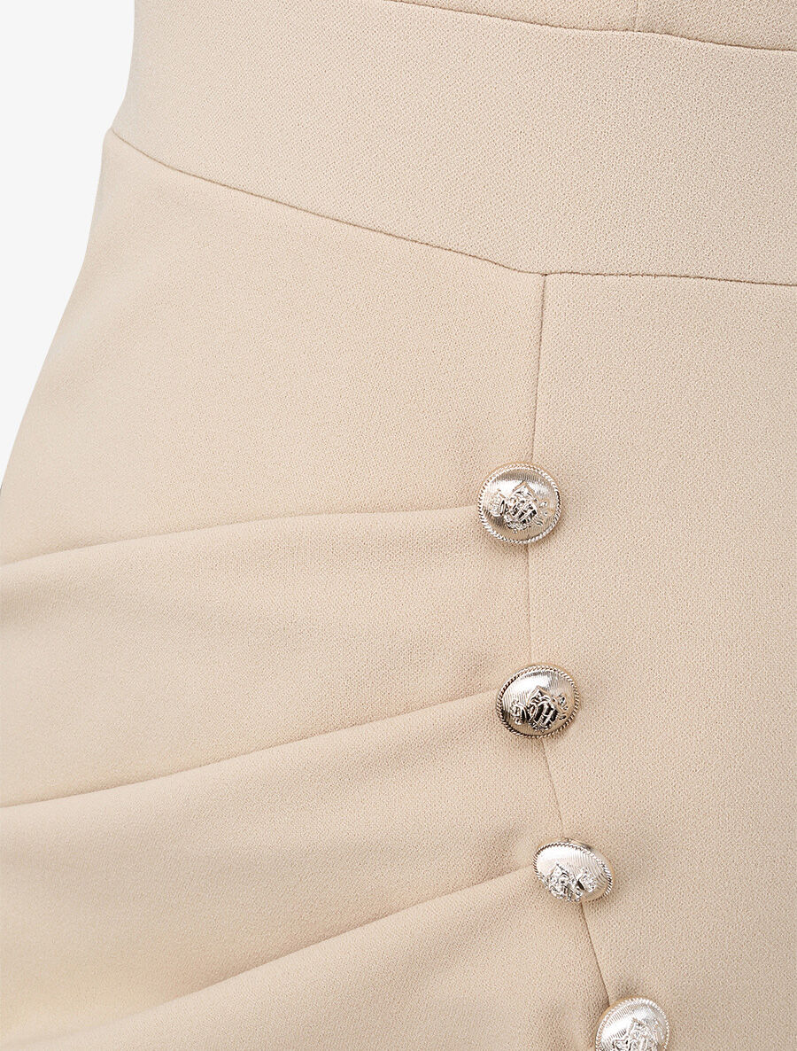 Robe portefeuille à boutons stylisés - Beige - 3