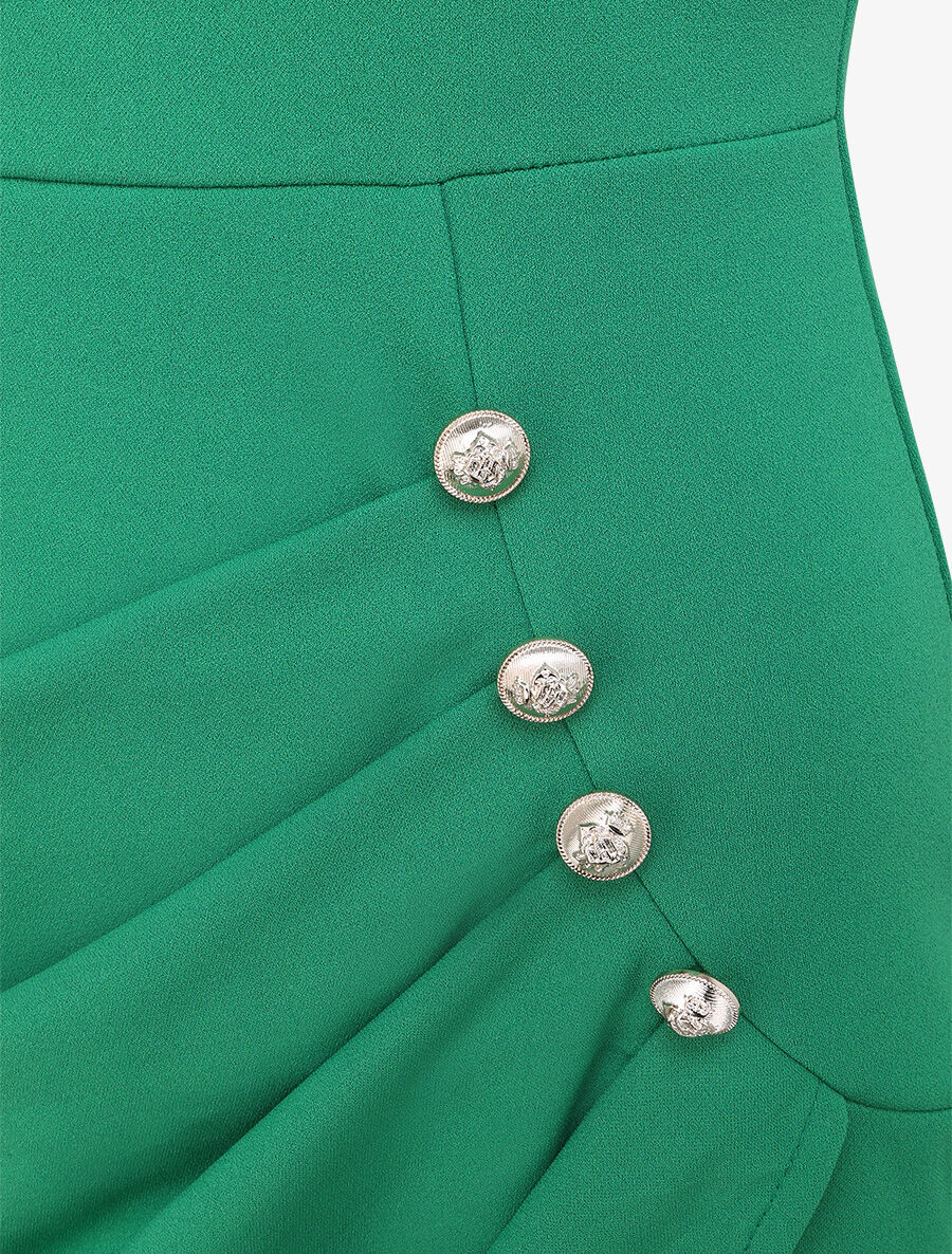 Robe portefeuille à boutons stylisés - Vert - 3