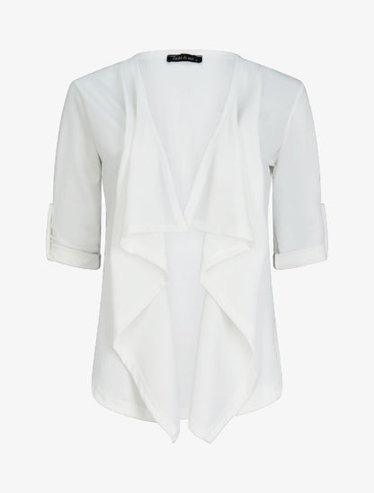 Veste fluide à pans asymétriques - Blanc - 3