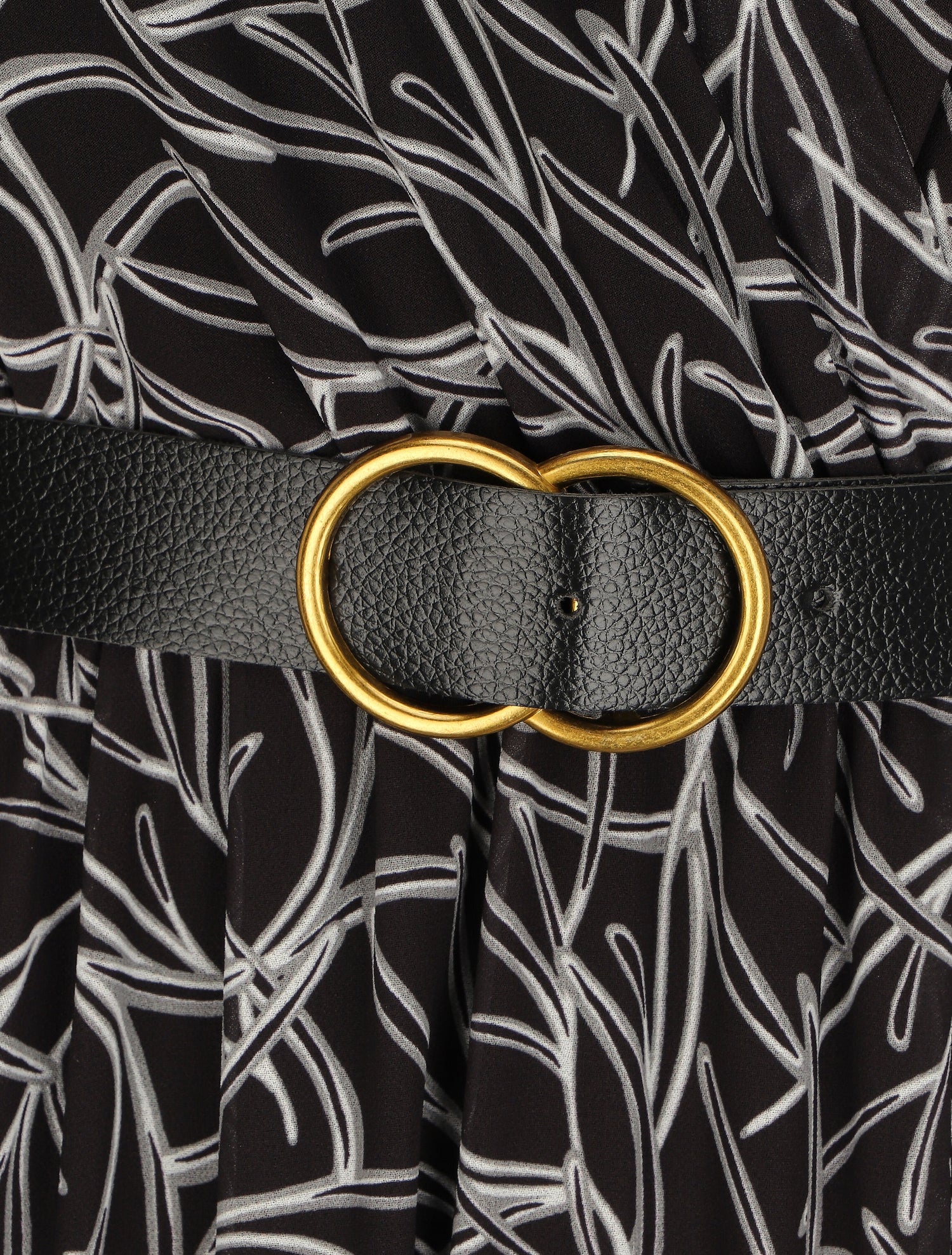 Robe longue à imprimé feuillages - Noir - 4