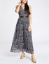 Robe longue à imprimé feuillages - Noir - 1