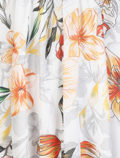 Robe cache-coeur à imprimé grandes fleurs - Blanc - 3
