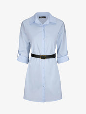 Tunique style chemise unie - Bleu ciel - 1