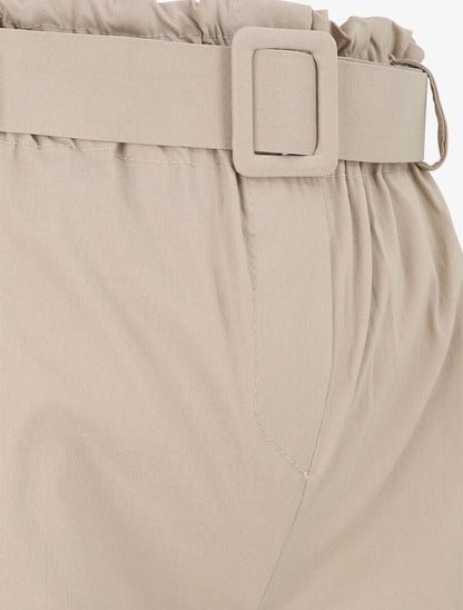 Short paperbag à revers - Beige - 3