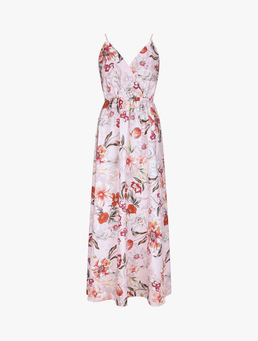 Robe longue à imprimé grandes fleurs - Rose - 1
