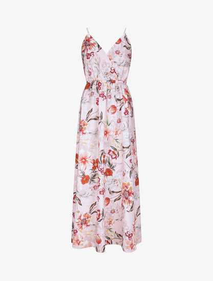 Robe longue à imprimé grandes fleurs - Rose - 1