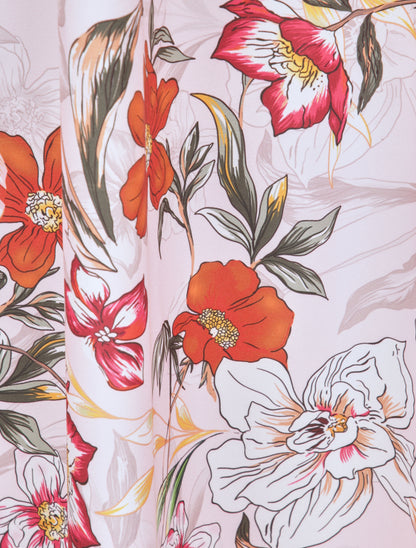 Robe longue à imprimé grandes fleurs - Rose - 3