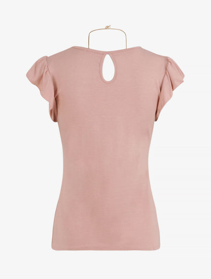 Top droit à épaules volantées - Rose - 2