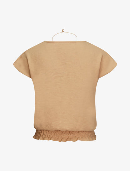 Top élastiqué avec sautoir - Camel - 2