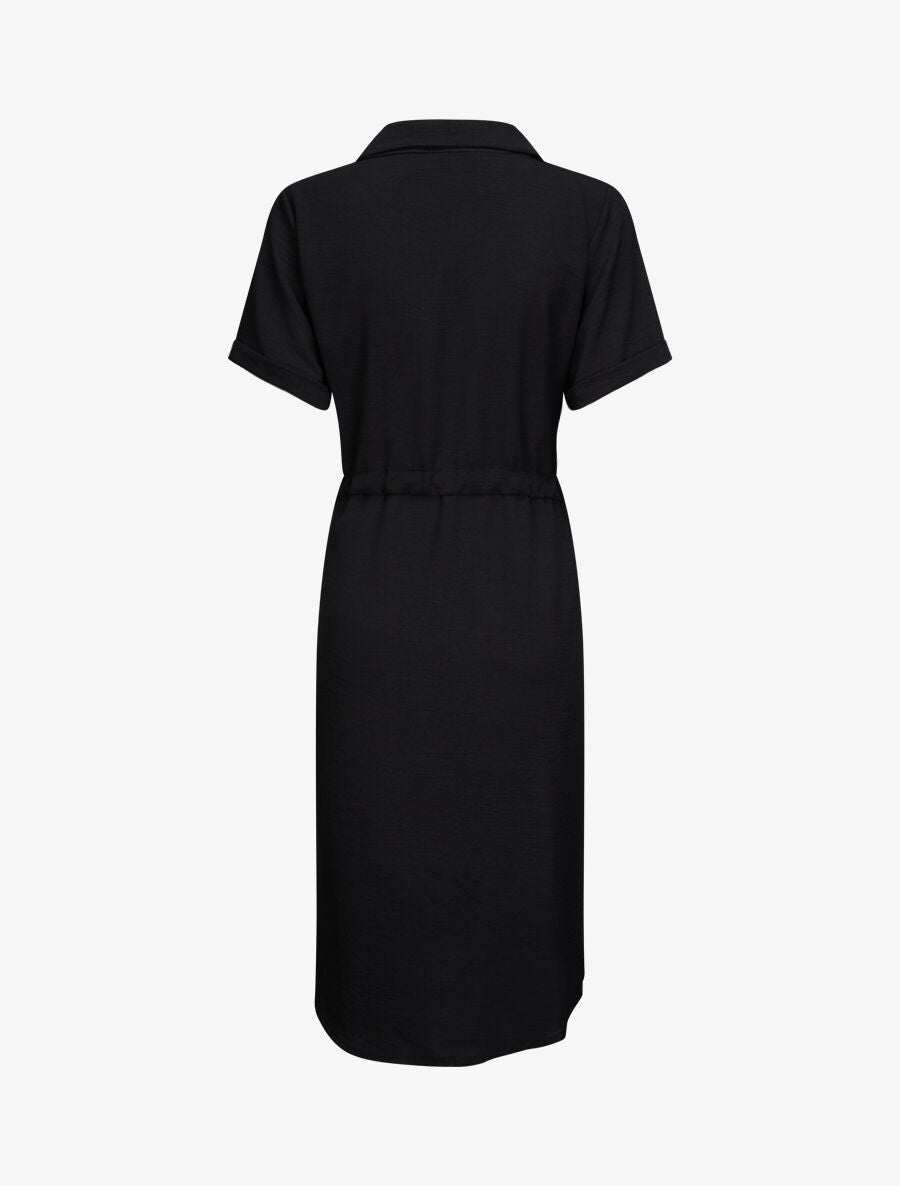 Robe chemise à taille élastiquée - Noir - 2