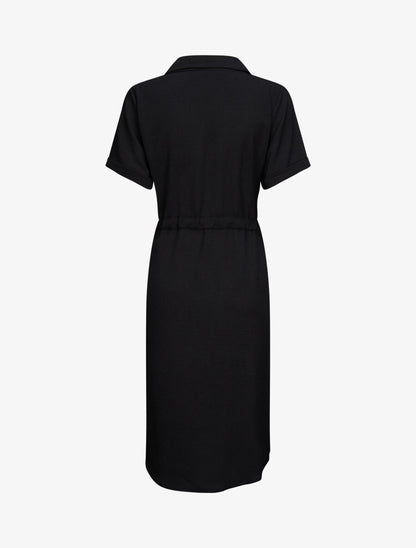 Robe chemise à taille élastiquée - Noir - 2