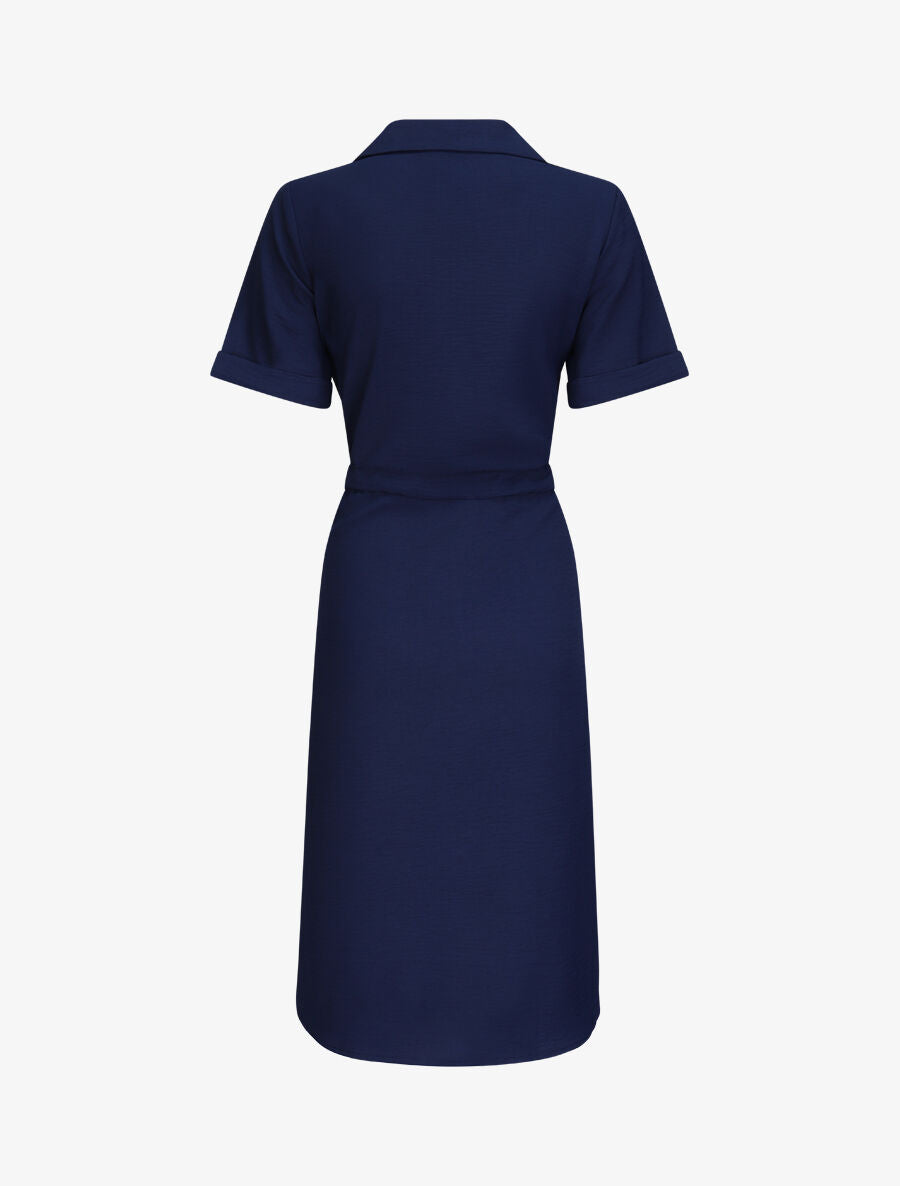 Robe chemise à taille élastiquée - Marine - 2