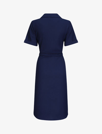 Robe chemise à taille élastiquée - Marine - 2