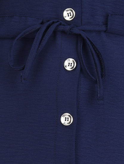 Robe chemise à taille élastiquée - Marine - 3