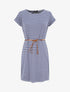 Robe courte droite rayée à manches courtes - Bleu - 1
