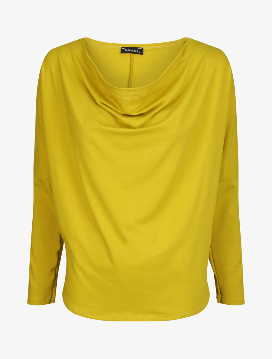 Top oversize uni à col bénitier - Jaune - 1